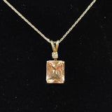 10x8mm (3ct) Radiant Emerald Cut Solitare Pendent 2.5mm CZ accent