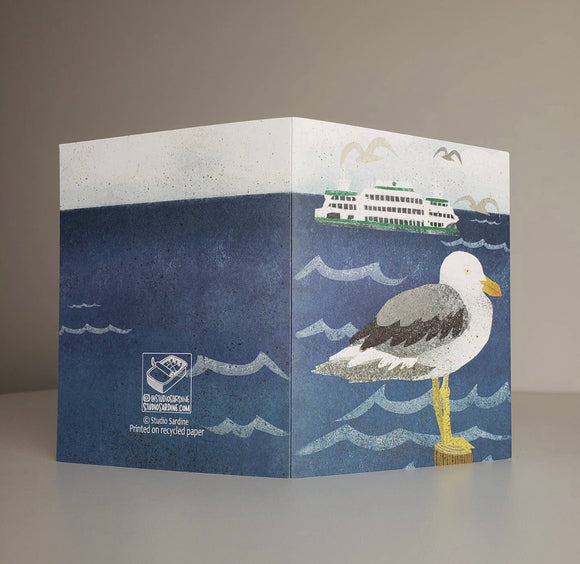 Seagull and Ferry Blank Greeting Card