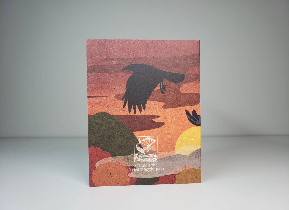 Sunset Raven Blank Greeting Card