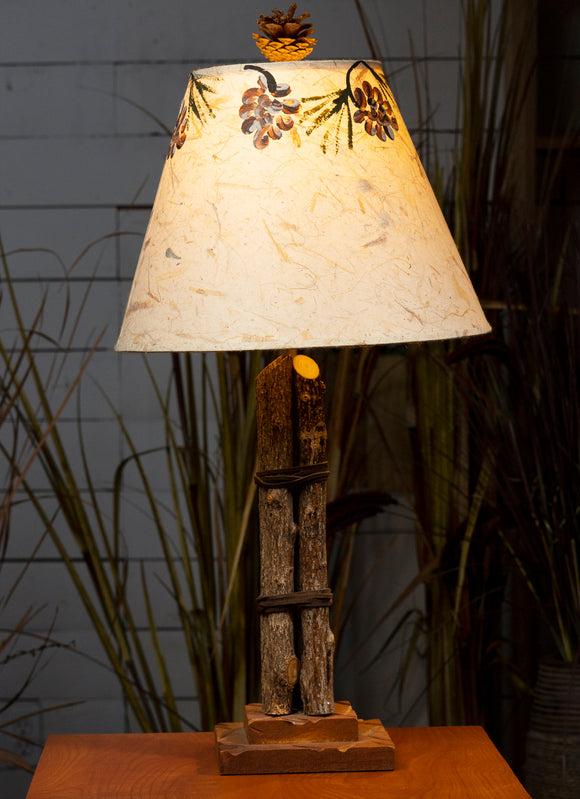 Wood and Pinecone Lamp