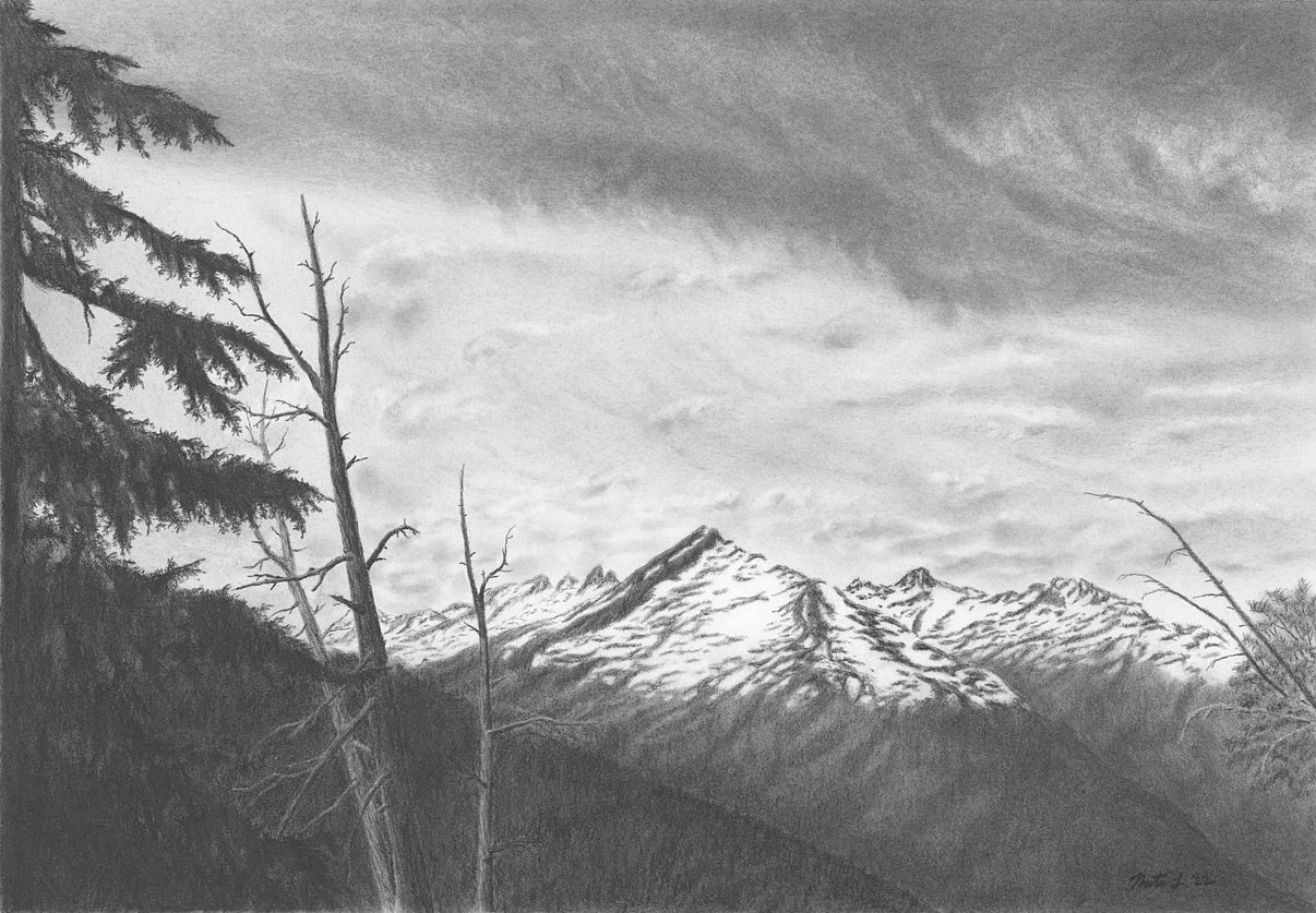 "Sunset Over the Picket Range" by Nate Lundgren (Matted Print)