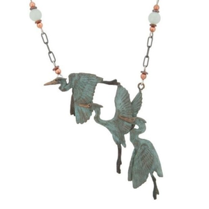 3 Herons 6 Beaded Necklace, 18" chain