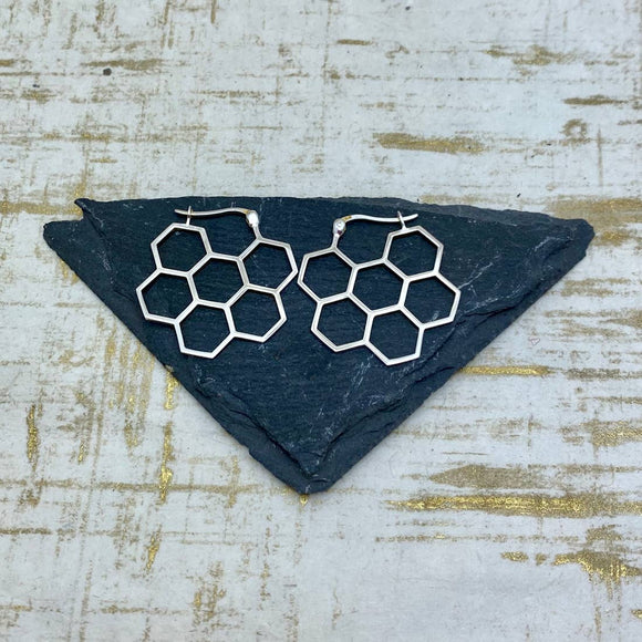 Sterling Silver Honeycomb Hoop Earring