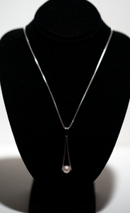 Tapered Pearl Necklace "GemDrops" - Sterling Silver