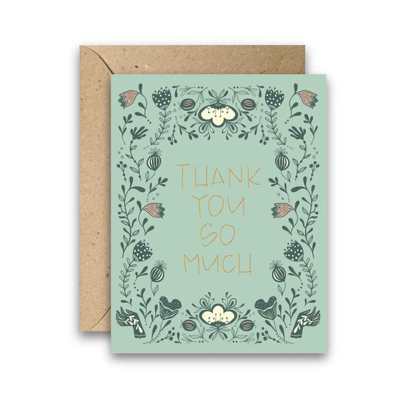 Thank You Flowers Gold Foil Greeting Card